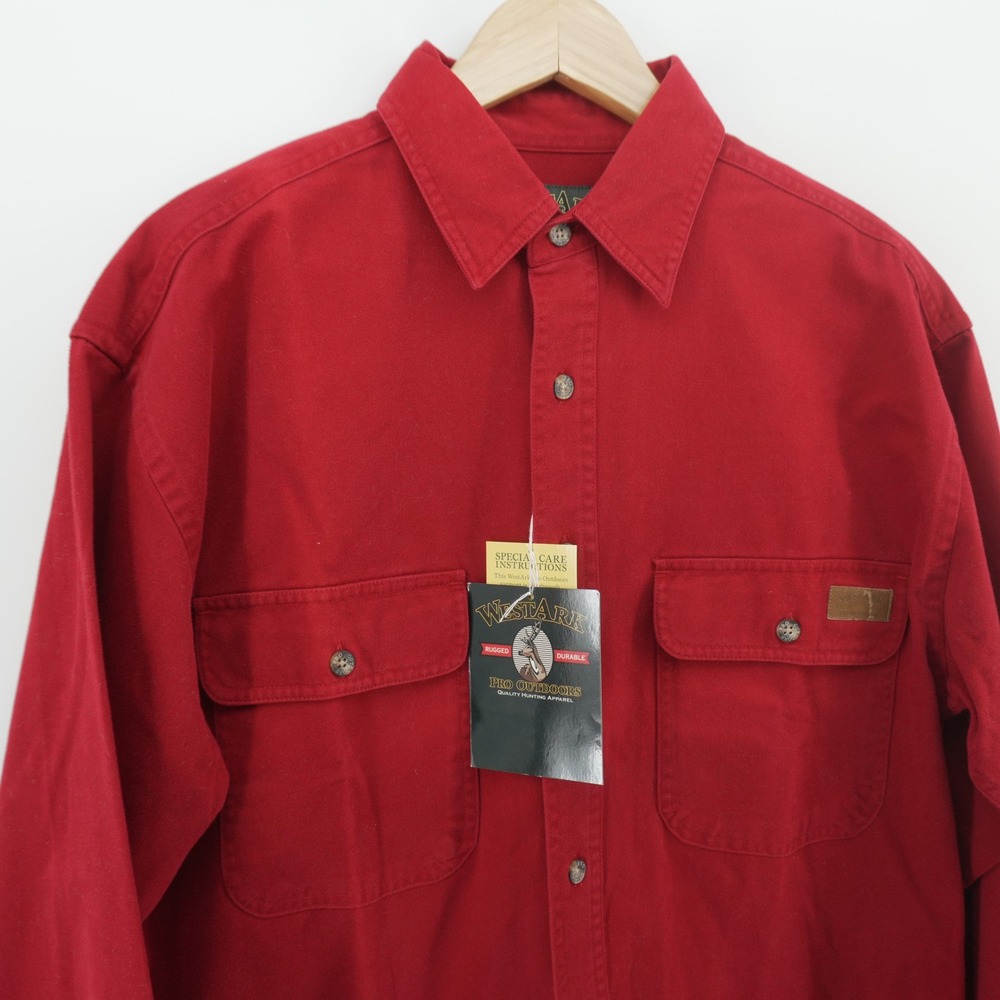 Westark Button Down Shirt Men Small Red Long Sleeve Cotton Twill Hunting Utility